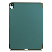 For iPad Air 11 2025 / 2024 Custer Pure Color 3-Fold Holder Smart Leather Tablet Case(Dark Green)
