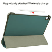 For iPad Air 11 2025 / 2024 Custer Pure Color 3-Fold Holder Smart Leather Tablet Case(Dark Green)