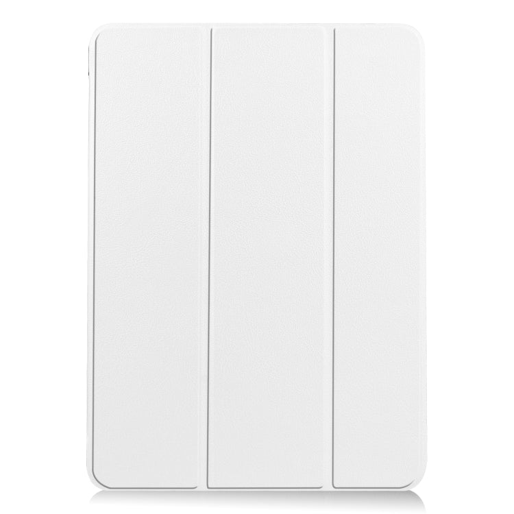 For iPad Air 11 2025 / 2024 Custer Pure Color 3-Fold Holder Smart Leather Tablet Case(White)