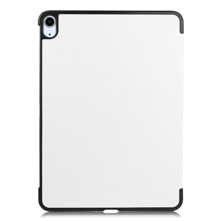 For iPad Air 11 2025 / 2024 Custer Pure Color 3-Fold Holder Smart Leather Tablet Case(White)