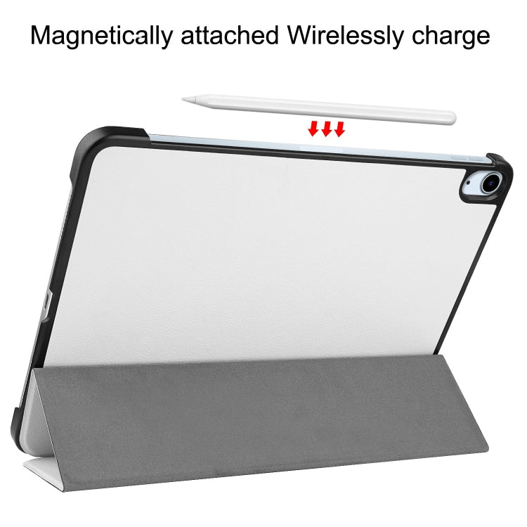 For iPad Air 11 2025 / 2024 Custer Pure Color 3-Fold Holder Smart Leather Tablet Case(White)