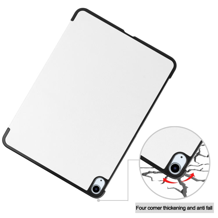 For iPad Air 11 2025 / 2024 Custer Pure Color 3-Fold Holder Smart Leather Tablet Case(White)