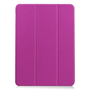 For iPad Air 11 2024 Custer Pure Color 3-Fold Holder Smart Leather Tablet Case(Purple)