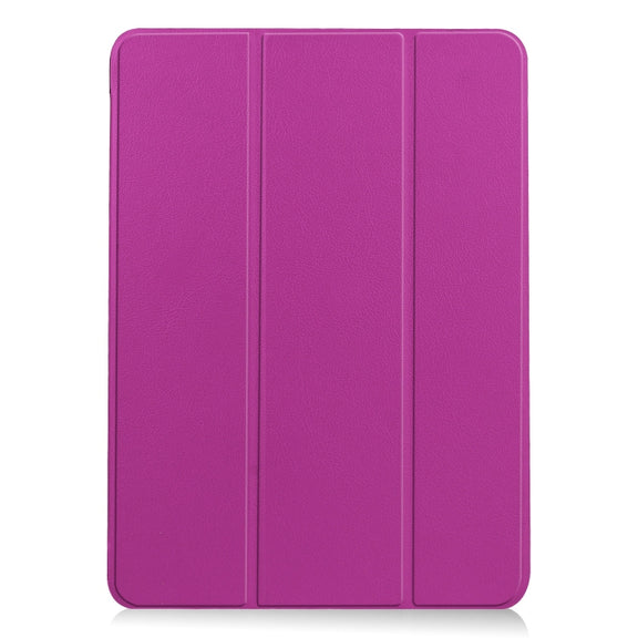 For iPad Air 11 2024 Custer Pure Color 3-Fold Holder Smart Leather Tablet Case(Purple)