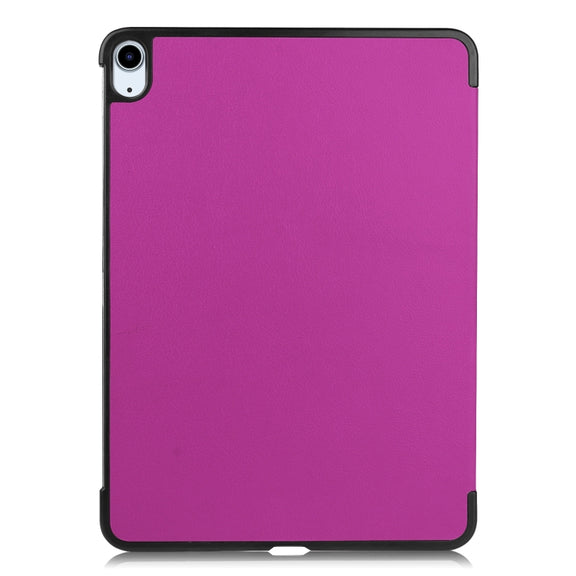 For iPad Air 11 2024 Custer Pure Color 3-Fold Holder Smart Leather Tablet Case(Purple)
