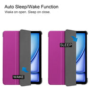 For iPad Air 11 2024 Custer Pure Color 3-Fold Holder Smart Leather Tablet Case(Purple)