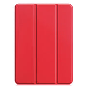 For iPad Pro 11 2024 Custer Pure Color 3-Fold Holder Smart Leather Tablet Case(Red)