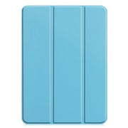For iPad Pro 11 2024 Custer Pure Color 3-Fold Holder Smart Leather Tablet Case(Sky Blue)