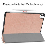 For iPad Pro 11 2024 Custer Pure Color 3-Fold Holder Smart Leather Tablet Case(Rose Gold)