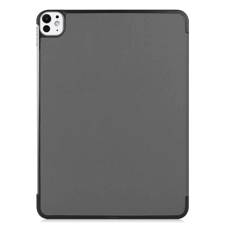 For iPad Pro 11 2024 Custer Pure Color 3-Fold Holder Smart Leather Tablet Case(Gray)