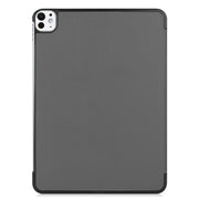For iPad Pro 11 2024 Custer Pure Color 3-Fold Holder Smart Leather Tablet Case(Gray)