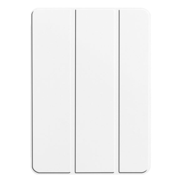For iPad Pro 11 2024 Custer Pure Color 3-Fold Holder Smart Leather Tablet Case(White)