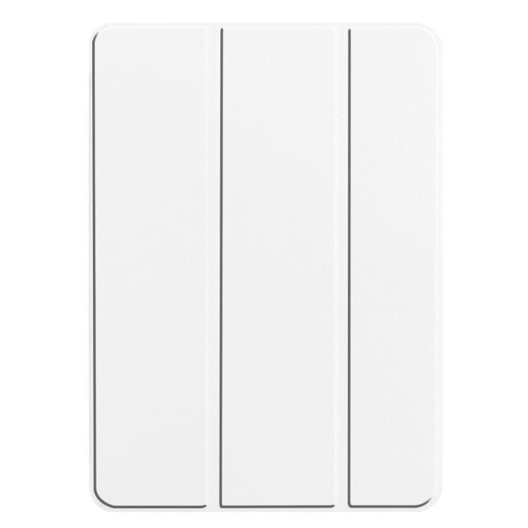For iPad Pro 11 2024 Custer Pure Color 3-Fold Holder Smart Leather Tablet Case(White)