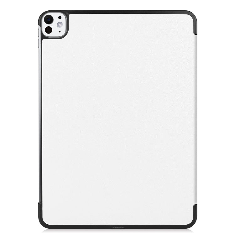 For iPad Pro 11 2024 Custer Pure Color 3-Fold Holder Smart Leather Tablet Case(White)