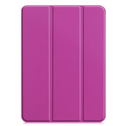 For iPad Pro 11 2024 Custer Pure Color 3-Fold Holder Smart Leather Tablet Case(Purple)