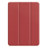 For iPad Pro 11 2024 Custer Pure Color 3-Fold Holder Smart Leather Tablet Case(Wine Red)