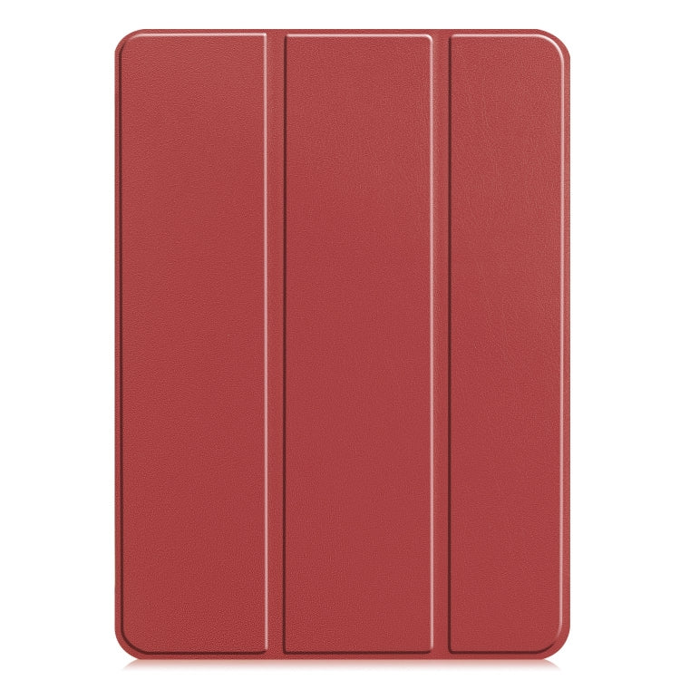 For iPad Pro 11 2024 Custer Pure Color 3-Fold Holder Smart Leather Tablet Case(Wine Red)