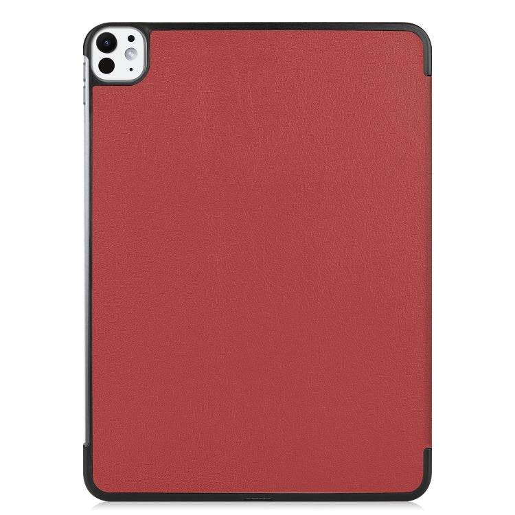 For iPad Pro 11 2024 Custer Pure Color 3-Fold Holder Smart Leather Tablet Case(Wine Red)