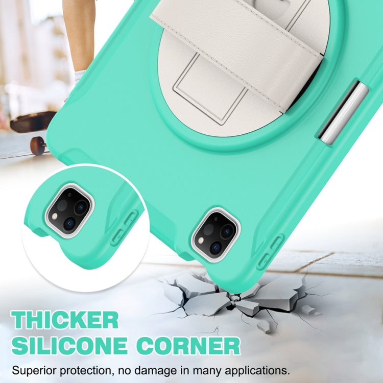 For iPad Pro 11 2024 Spider Wheel Silicone Hybrid PC Tablet Case(Mint Green)