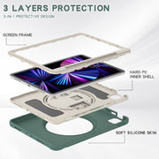 For iPad Pro 11 2024 Spider Wheel Silicone Hybrid PC Tablet Case(Emerald Green)