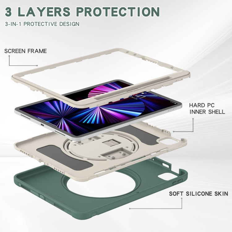 For iPad Pro 11 2024 Spider Wheel Silicone Hybrid PC Tablet Case(Emerald Green)