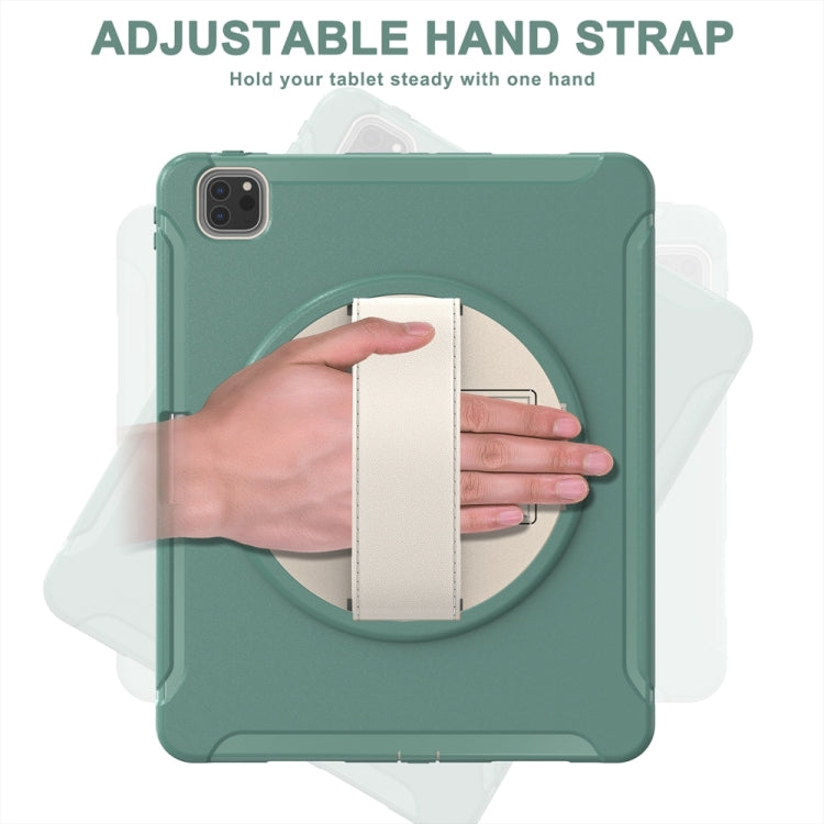 For iPad Pro 11 2024 Spider Wheel Silicone Hybrid PC Tablet Case(Emerald Green)