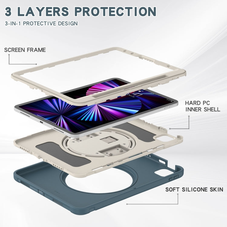 For iPad Pro 11 2024 Spider Wheel Silicone Hybrid PC Tablet Case(Cornflower Blue)