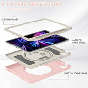 For iPad Air 11 2024 Spider Wheel Silicone Hybrid PC Tablet Case(Cherry Blossoms Pink)