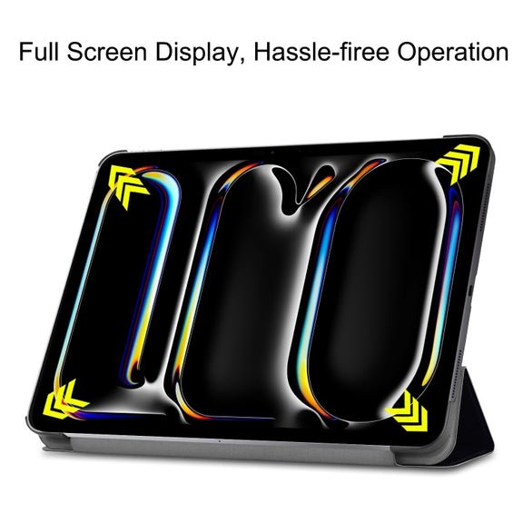 For iPad Pro 13 2024 Custer Painted 3-Fold Holder Smart Leather Tablet Case(Big Eyes ME)