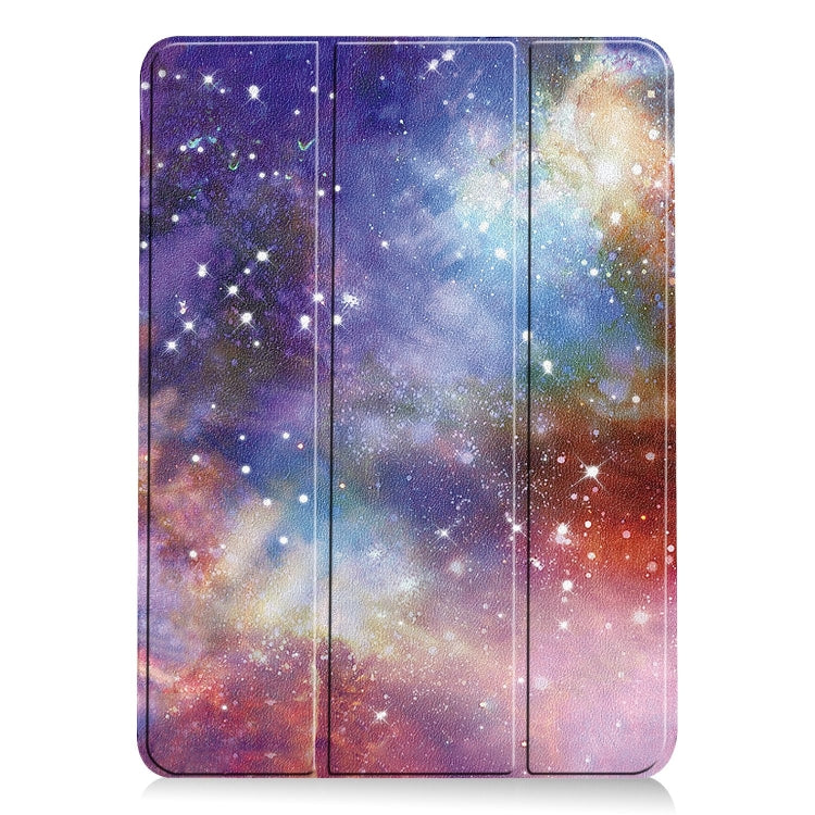 For iPad Air 13 2024 Custer Painted 3-Fold Holder Smart Leather Tablet Case(Milky Way Nebula)