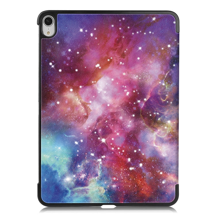 For iPad Air 13 2024 Custer Painted 3-Fold Holder Smart Leather Tablet Case(Milky Way Nebula)