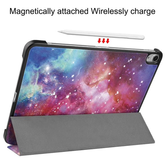 For iPad Air 13 2024 Custer Painted 3-Fold Holder Smart Leather Tablet Case(Milky Way Nebula)