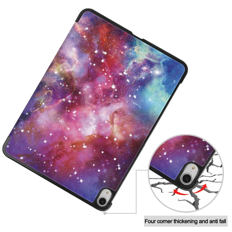 For iPad Air 13 2024 Custer Painted 3-Fold Holder Smart Leather Tablet Case(Milky Way Nebula)