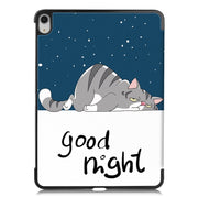 For iPad Air 13 2025 / 2024 Custer Painted 3-Fold Holder Smart Leather Tablet Case(Lazy Cat)