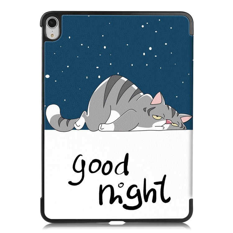 For iPad Air 13 2025 / 2024 Custer Painted 3-Fold Holder Smart Leather Tablet Case(Lazy Cat)