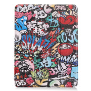 For iPad Air 11 2024 Custer Painted 3-Fold Holder Smart Leather Tablet Case(Graffiti)