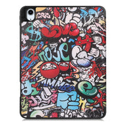 For iPad Air 11 2024 Custer Painted 3-Fold Holder Smart Leather Tablet Case(Graffiti)