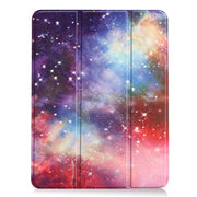 For iPad Air 11 2024 Custer Painted 3-Fold Holder Smart Leather Tablet Case(Milky Way Nebula)