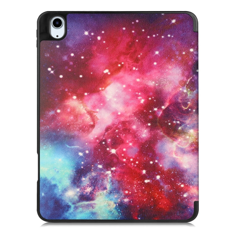 For iPad Air 11 2024 Custer Painted 3-Fold Holder Smart Leather Tablet Case(Milky Way Nebula)