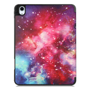 For iPad Air 11 2024 Custer Painted 3-Fold Holder Smart Leather Tablet Case(Milky Way Nebula)