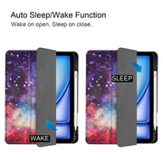 For iPad Air 11 2024 Custer Painted 3-Fold Holder Smart Leather Tablet Case(Milky Way Nebula)