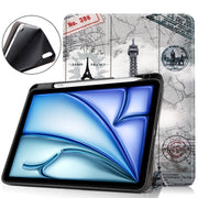 For iPad Air 11 2024 / 2025 Custer Painted 3-Fold Holder Smart Leather Tablet Case(Eiffel Tower)