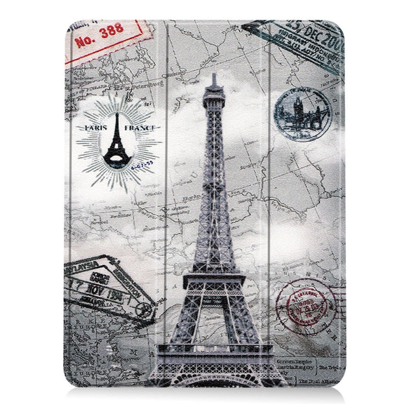 For iPad Air 11 2024 / 2025 Custer Painted 3-Fold Holder Smart Leather Tablet Case(Eiffel Tower)