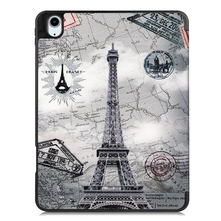 For iPad Air 11 2024 / 2025 Custer Painted 3-Fold Holder Smart Leather Tablet Case(Eiffel Tower)