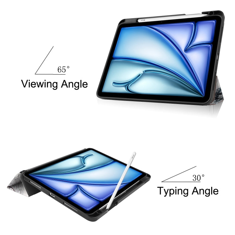 For iPad Air 11 2024 / 2025 Custer Painted 3-Fold Holder Smart Leather Tablet Case(Eiffel Tower)