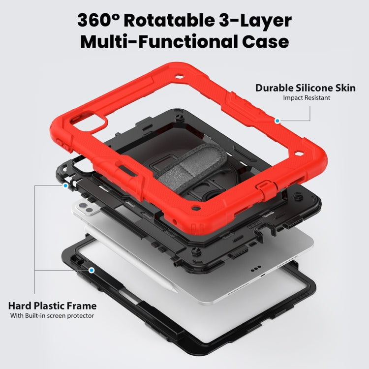 For iPad Pro 11 2024 Silicone Hybrid PC Tablet Protective Case(Red+Black)