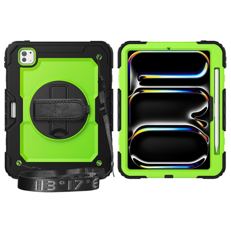 For iPad Pro 11 2024 Silicone Hybrid PC Tablet Protective Case(Yellow Green+Black)