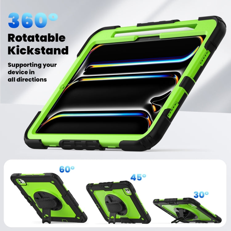 For iPad Pro 11 2024 Silicone Hybrid PC Tablet Protective Case(Yellow Green+Black)