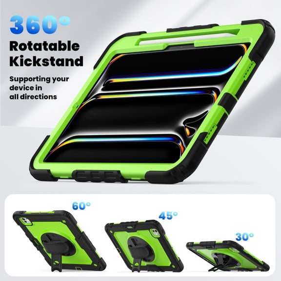 For iPad Pro 11 2024 Silicone Hybrid PC Tablet Protective Case(Yellow Green+Black)