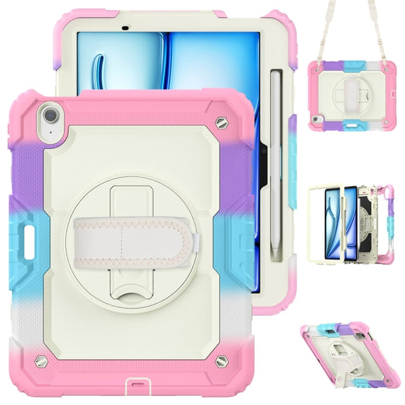 For iPad Air 11 2024 / Air 11 2025 Silicone Hybrid PC Tablet Protective Case(Rainbow Pink)